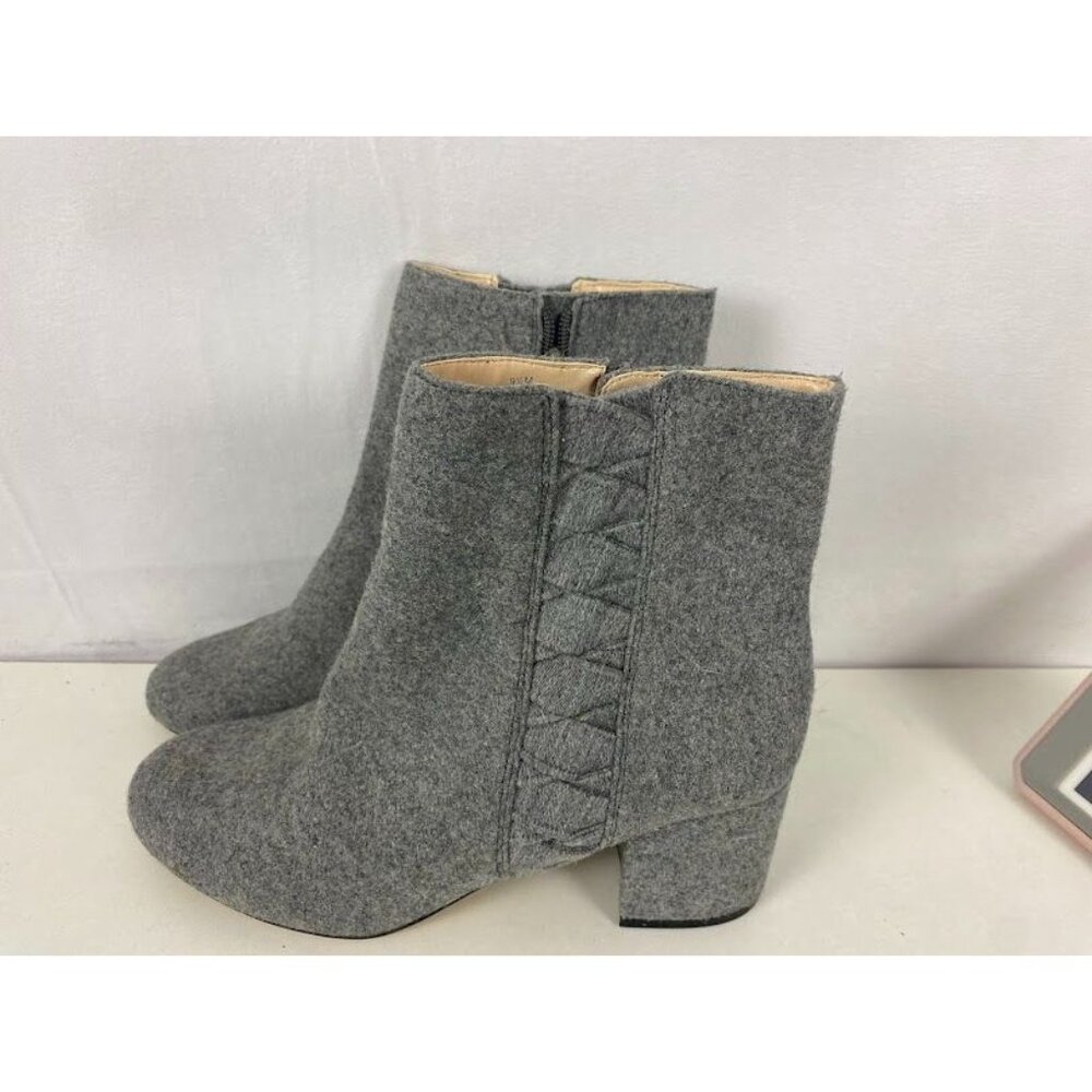Nine West Gray Wool Dress Fabric Zip Ankle Boots Women's 9.5 - Picture 4 of 10